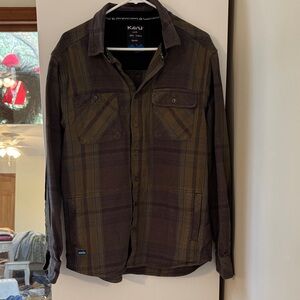 Kavu Men's Plaid Shirt Jacket - Olive and Brown